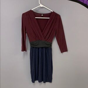 Elegant Burgundy and Navy Dress